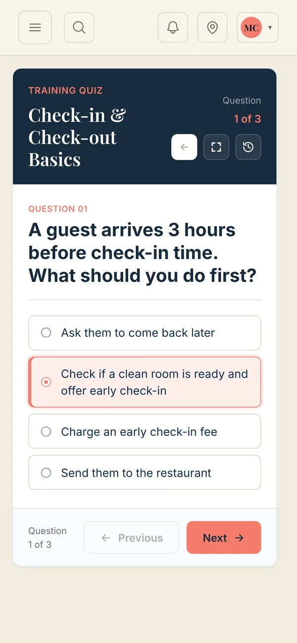 Quiz question answered on a phone
